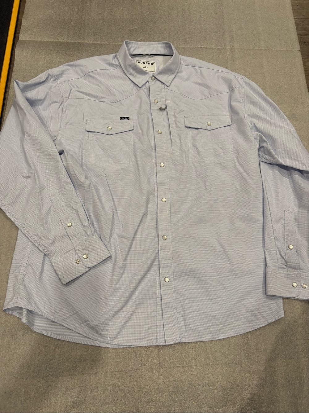 Poncho Light Blue Men’s Western Button-Down Outdoor Shirt Regular Fit